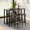 36 Inch 3-Tier Bar Table with Storage Metal Frame Adjustable Foot Pads for Dining Room
